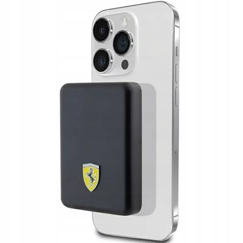 Ferrari Powerbank FEPB5MNCAK 15W 5000mAh Juoda/juoda Metalinis Logotipas MagSafe