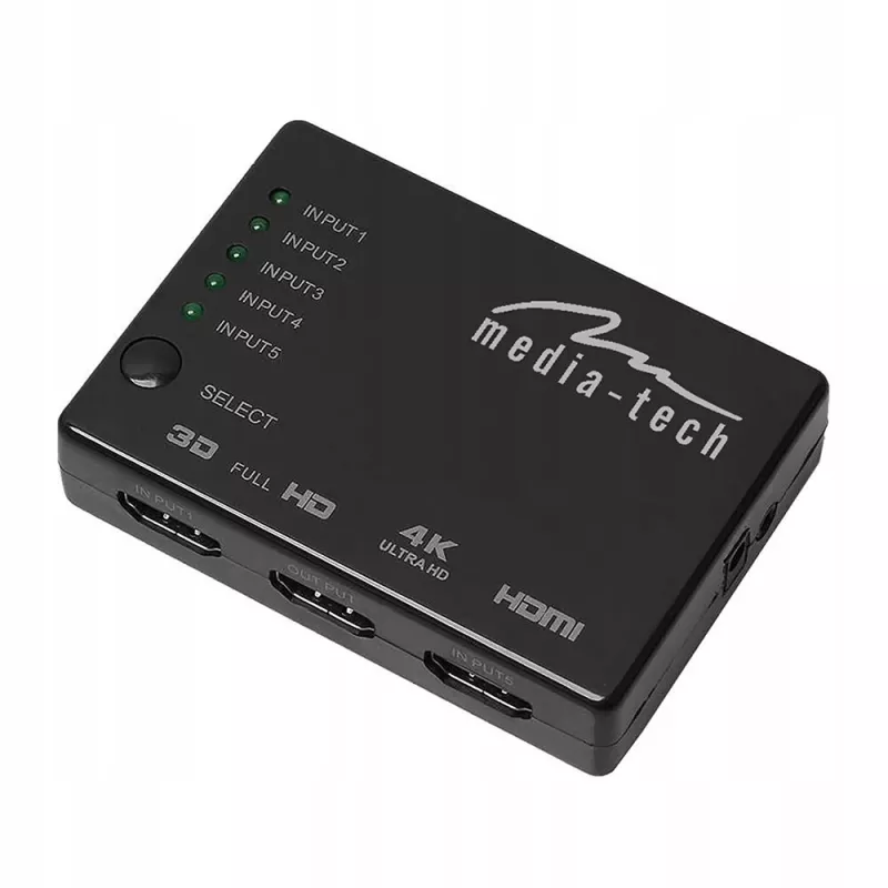 HDMI vaizdo jungiklis MEDIA-TECH MT5207, 3 HDMI įėjimai, 1 HDMI išėjimas, juodas