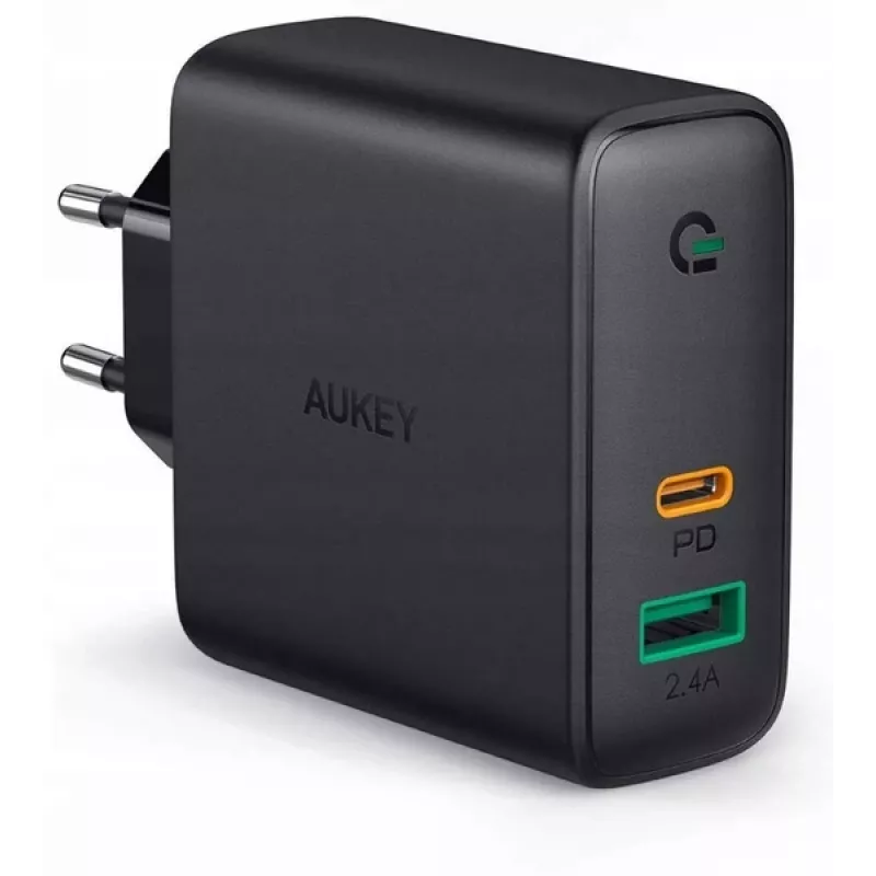 Sieninis įkroviklis Aukey PA-D3 2xUSB (1xUSB + 1xUSB C) Power Delivery 60W 5.4A