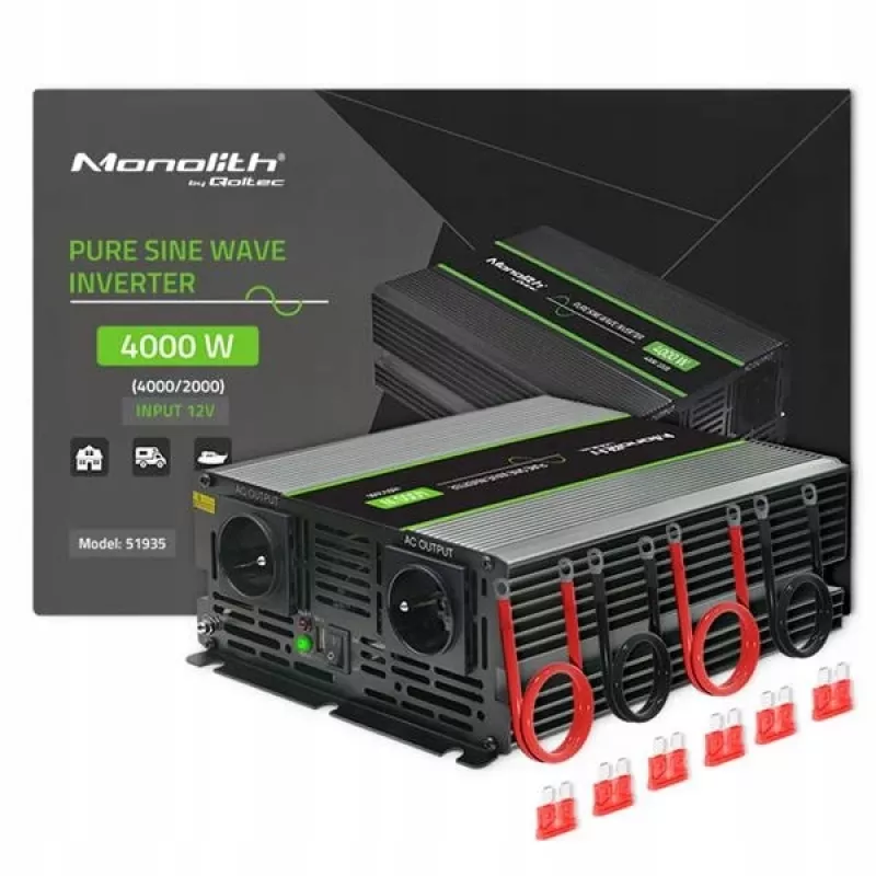Qoltec Monolith automobilinis keitiklis 4000 W juodas
