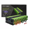 Qoltec Monolith įtampos keitiklis | Akumuliatoriaus įkroviklis | UPS | 2000 W | 4000 W | 12 V į 230 V | Grynas sinusas | LCD juodai žalias