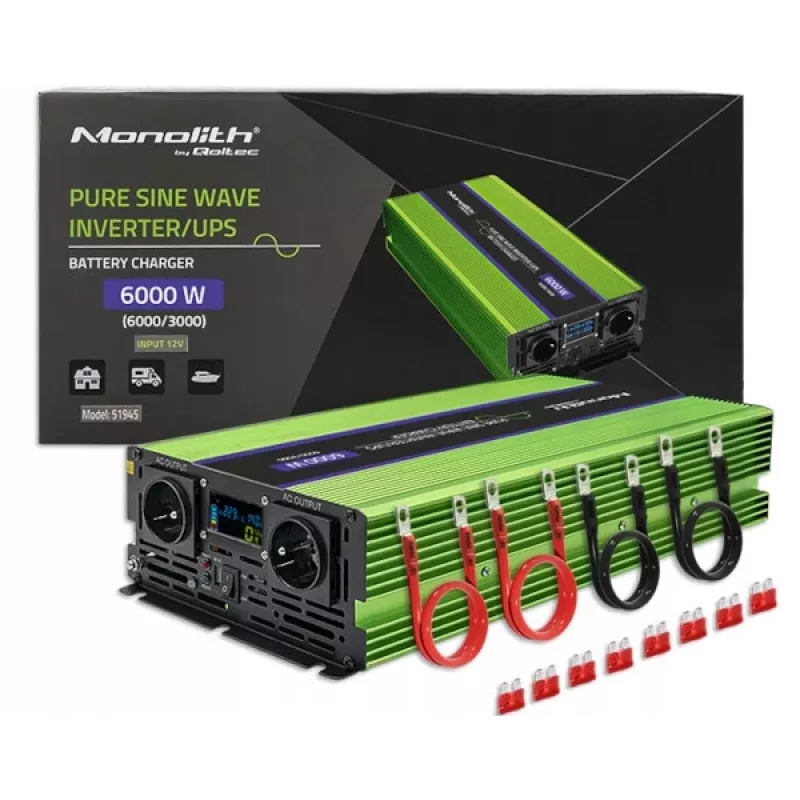 Automobilinis keitiklis Qoltec Monolith 6000 W Žalias 12 V
