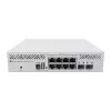 Valdomas L3 jungiklis MikroTik CRS310-8G+2S+IN — 8× 2.5G RJ-45, 2× SFP+, PoE, 1U stovo montavimui, baltas