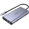 UNITEK uHUB O8+ laidinis USB 3.2 Gen 1 Type-C lizdas pilkas 100W Power Delivery