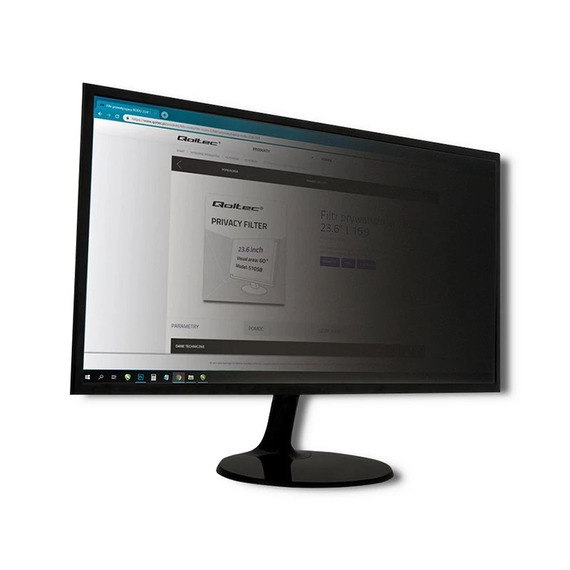 Privatumo filtras be rėmelio QOLTEC 51055 21,5 colio (16:9) LCD monitoriams, 476,6×268 mm, juodas
