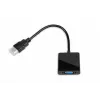 Kabelio adapteris IBOX HDMI A tipas (vyras) į VGA D-Sub (moteris), 1080p, juodas, 105×25×20 mm