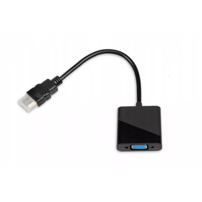 Kabelio adapteris IBOX HDMI A tipas (vyras) į VGA D-Sub (moteris), 1080p, juodas, 105×25×20 mm