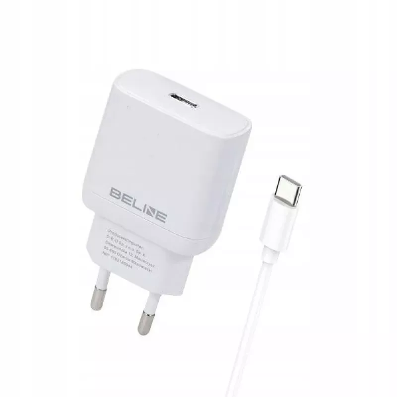 30W USB-C įkroviklis Beline Beli02177 baltas su USB-C laidu