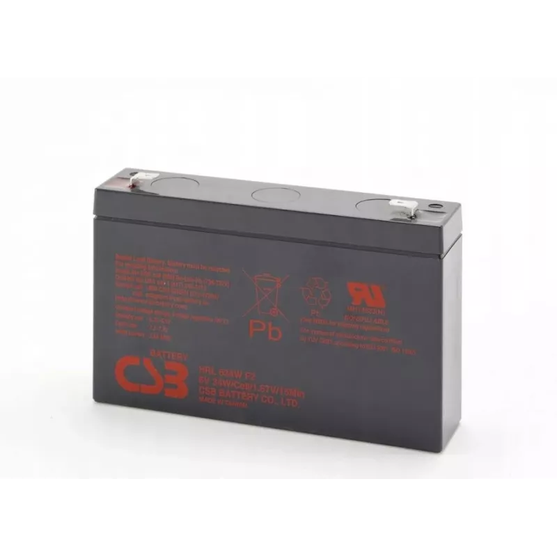 Įkraunama švino-rūgšties baterija csb HRL634WF2 6V 9Ah atsarginiam maitinimui ir UPS