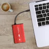 Išorinis HDD/SSD dėklas QOLTEC 51860 2,5 colio SATA III diskams, USB Type-A, 5 Gbit/s, aliuminis, raudonas