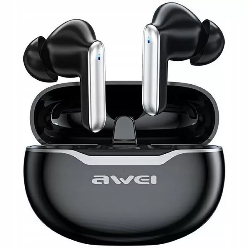 Awei T50 belaidės ausinės Bluetooth 5.3 TWS su įkrovimo dėklu / Juodos