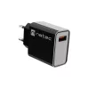 NATEC AC greitasis laidinis sieninis įkroviklis Ribera — 18 W (5–15 V, iki 3 A), 1× USB-A, Huawei FCP/SCP, juodas