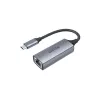 Tinklo adapteris Unitek U1312A, USB-C į RJ45, Gigabit Ethernet, pilka, 0,5 m kabelis