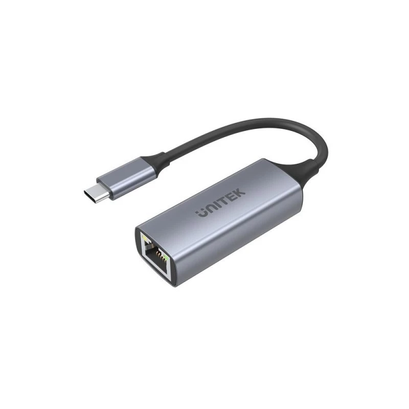 Tinklo adapteris Unitek U1312A, USB-C į RJ45, Gigabit Ethernet, pilka, 0,5 m kabelis