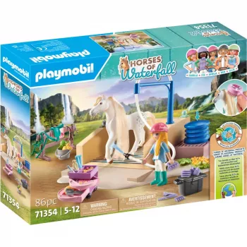Playmobil Arkliai prie Kaskadų – Plovimo stotelė su Izabela ir liūte – Vaidybiniai žaidimai 5–10 metų vaikams