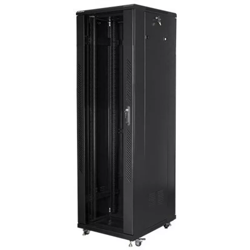 Stovimas serverio stovas LANBERG 42U FF01-6842-12BL 600×800×2127,5 mm, 1200 kg, IP20, rakinamas, su ratukais