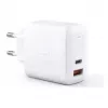 Sieninis įkroviklis Aukey PA-B3 Baltas GaN 65W USB-C / USB-A greitasis įkroviklis