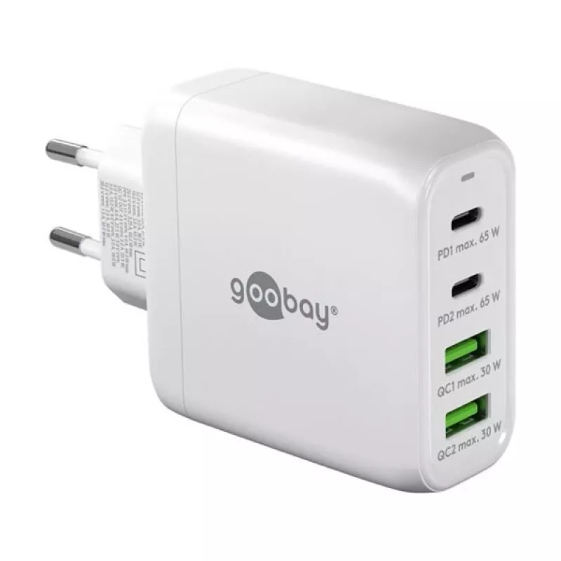 Goobay 64818 Greitasis įkroviklis mobiliesiems įrenginiams, ausinėms, nešiojamam kompiuteriui, išmaniajam telefonui, balta spalva, AC, vidaus naudojimui (64818)