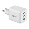 USB-C greitasis įkroviklis Nano, PD, GaN, 65 W (baltas, 1x USB-A, 2x USB-C PD, Charge 3.0)