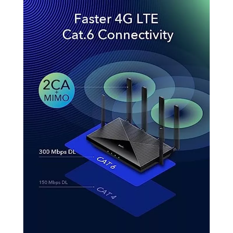 Cudy LT700 4G LTE Cat 6 maršrutizatorius su WiFi, Qualcomm mikroschema, dviguba SIM, AC1200, 4 Gigabit prievadai, OpenVPN