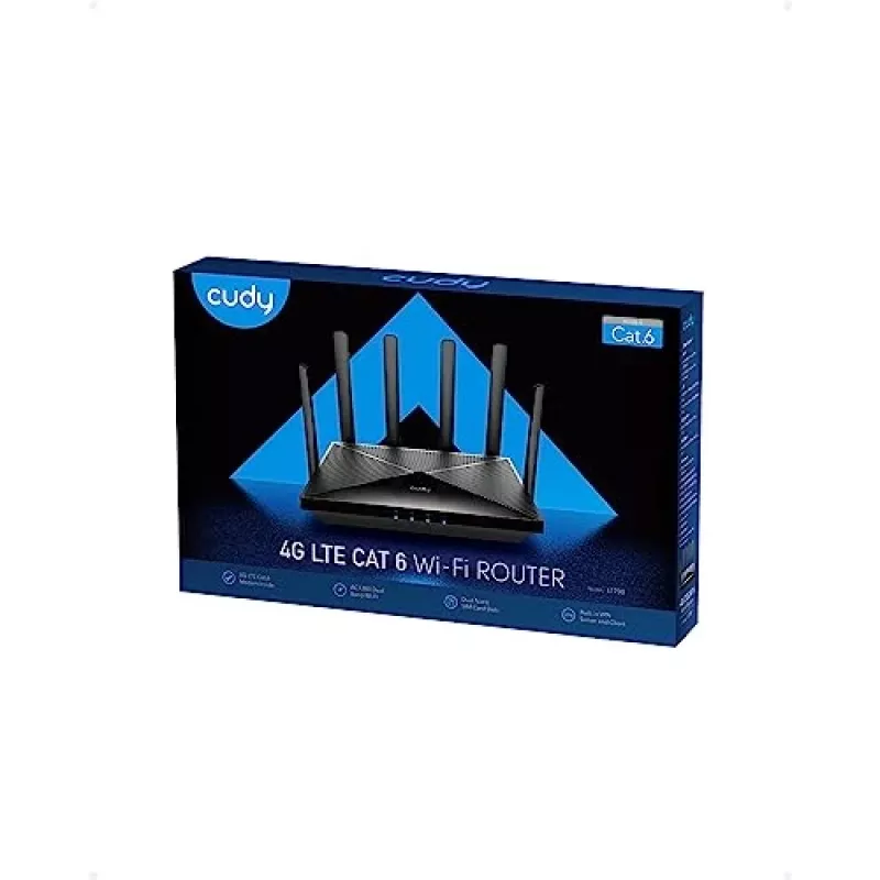 Cudy LT700 4G LTE Cat 6 maršrutizatorius su WiFi, Qualcomm mikroschema, dviguba SIM, AC1200, 4 Gigabit prievadai, OpenVPN