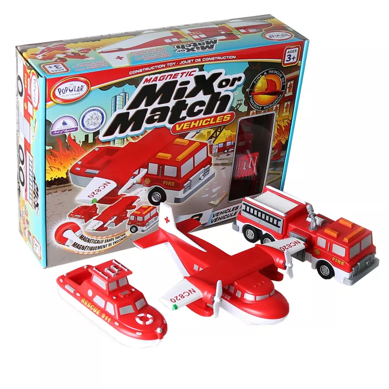 Konstrukcinis rinkinys Popular Playthings Mix or Match Vehicles Fire and Rescue