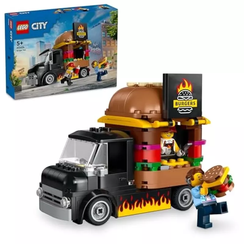 LEGO City Burger Van Maistas Iš Furgono Žaislas 5+ Metų Berniukams Ir Mergaitėms Transporto Priemonės Statybos Rinkinys Su Pardavėjo Minifigūra Ir Aksesuarais
