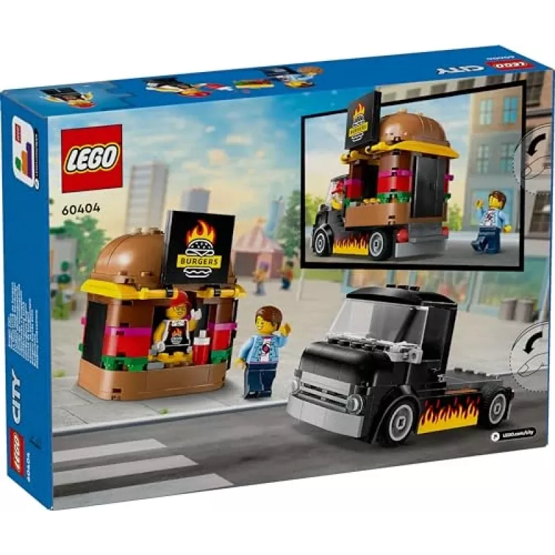 LEGO City Burger Van Maistas Iš Furgono Žaislas 5+ Metų Berniukams Ir Mergaitėms Transporto Priemonės Statybos Rinkinys Su Pardavėjo Minifigūra Ir Aksesuarais