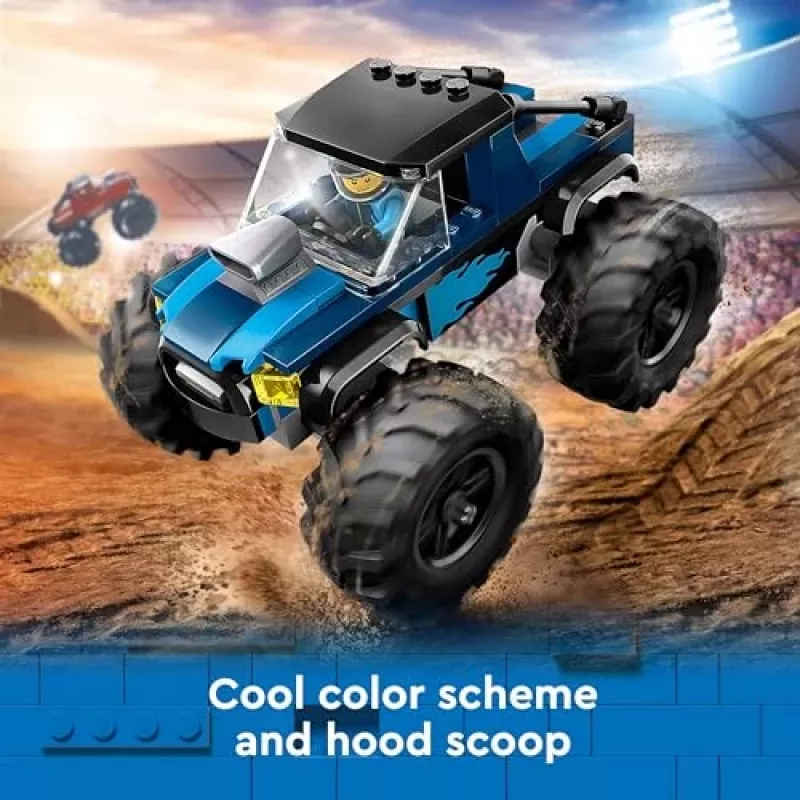 Konstruktorius LEGO City 60402 Mėlynas monstrų sunkvežimis su didelėmis padangomis, 148 dalių, 1 minifigūrėlė, nuo 5 metų