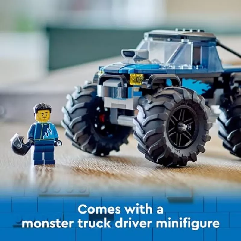 Konstruktorius LEGO City 60402 Mėlynas monstrų sunkvežimis su didelėmis padangomis, 148 dalių, 1 minifigūrėlė, nuo 5 metų