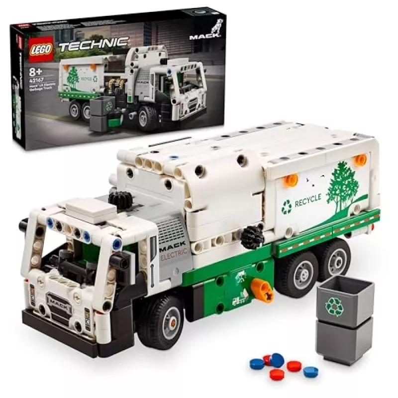 LEGO Technic Mack LR Electric Garbage Truck 42167 statybinis rinkinys – 503 detalės, motorizuotas, 230×80×90 mm
