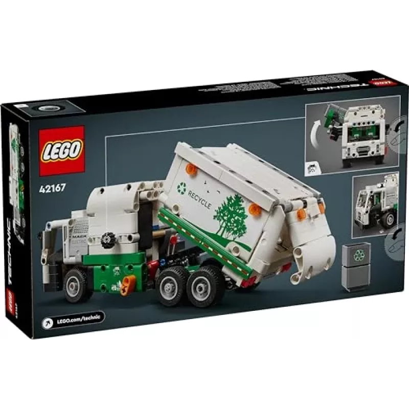 LEGO Technic Mack LR Electric Garbage Truck 42167 statybinis rinkinys – 503 detalės, motorizuotas, 230×80×90 mm