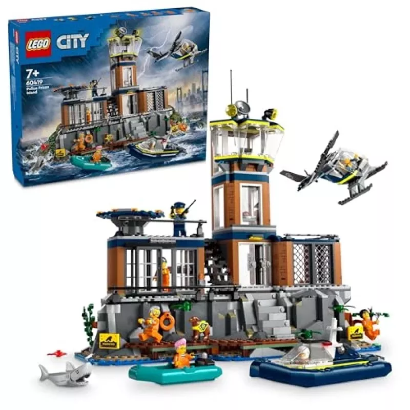 LEGO City Policijos nuovada Kalėjimo sala 60419 – 980 dalių, 7 minifigūrėlės, 370×400×160 mm