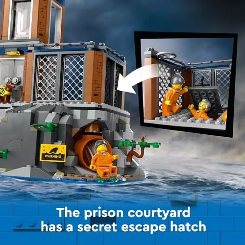 LEGO City Policijos nuovada Kalėjimo sala 60419 – 980 dalių, 7 minifigūrėlės, 370×400×160 mm