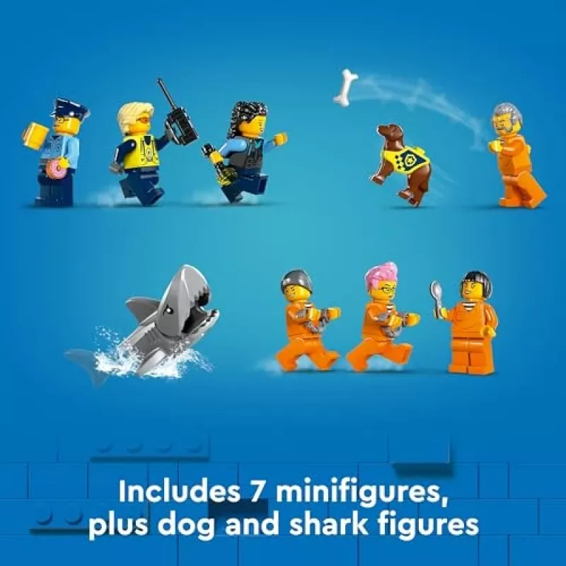 LEGO City Policijos nuovada Kalėjimo sala 60419 – 980 dalių, 7 minifigūrėlės, 370×400×160 mm