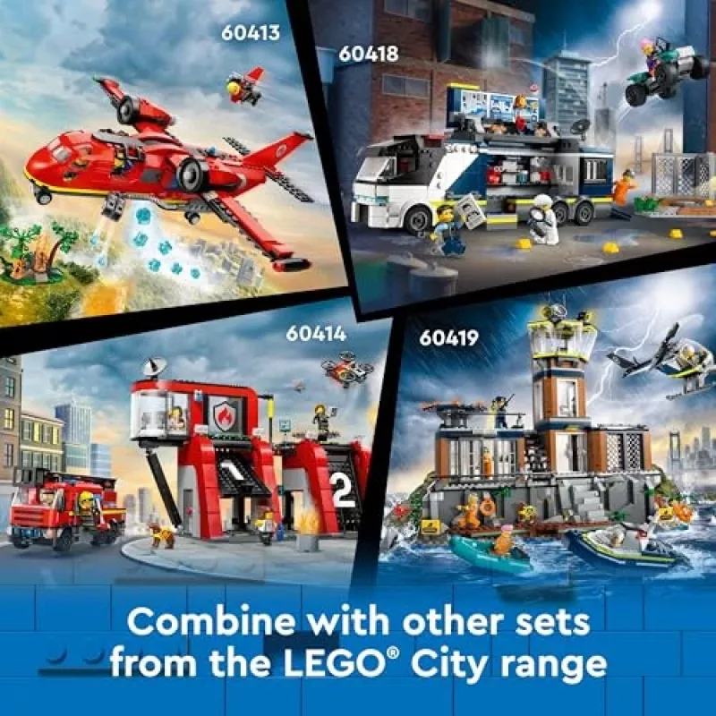 LEGO City Policijos nuovada Kalėjimo sala 60419 – 980 dalių, 7 minifigūrėlės, 370×400×160 mm