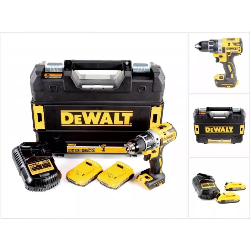 Gręžtuvas DeWalt DCD791D2-QW, 18V Li-Ion, 2×2Ah baterijos, 13 mm greito užspaudimo griebtuvas, 70 Nm, 1,5 kg