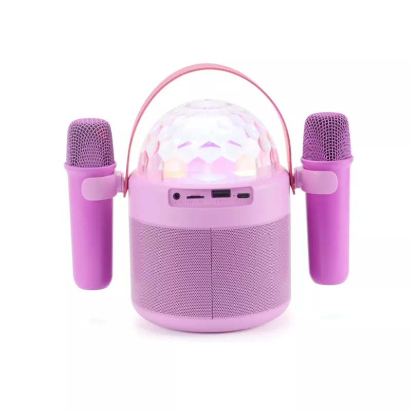 AKAI JoyBox Kids Karaoke rinkinys su Bluetooth, USB, MicroSD, AUX, FM radiju, RGB šviesomis, balso keitikliu, laidiniu mikrofonu, įkraunama 1200 mAh baterija, 5W RMS