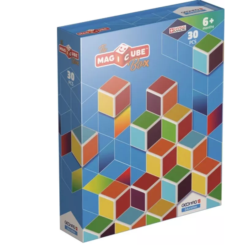 Geomag MagiCube GM120 Magnetiniai statybiniai kubeliai, 30 vnt., įvairiaspalviai, kvadratiniai, unisex, vaikams nuo 1,5 m.
