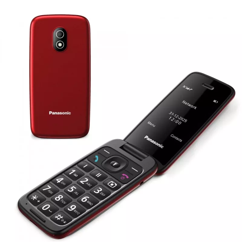 PANASONIC KX-TU410EXR Clamshell Mobile Phone - Raudona