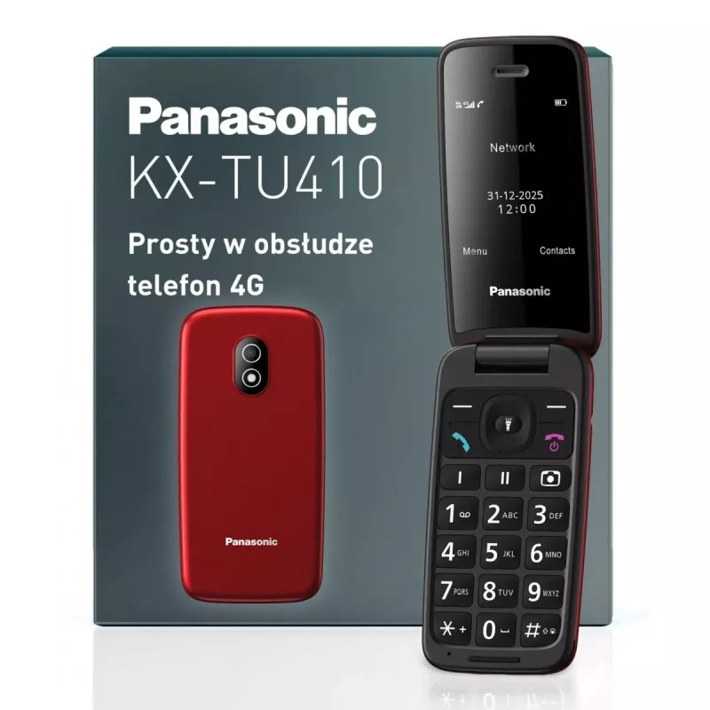 PANASONIC KX-TU410EXR Clamshell Mobile Phone - Raudona