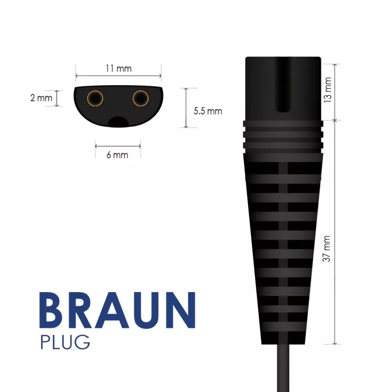 Akyga AK-PD-02 maitinimo adapteris Braun skustuvams ir kirpimo mašinėlėms, 5,9 V, 600 mA, 3,5 W, 1,5 m