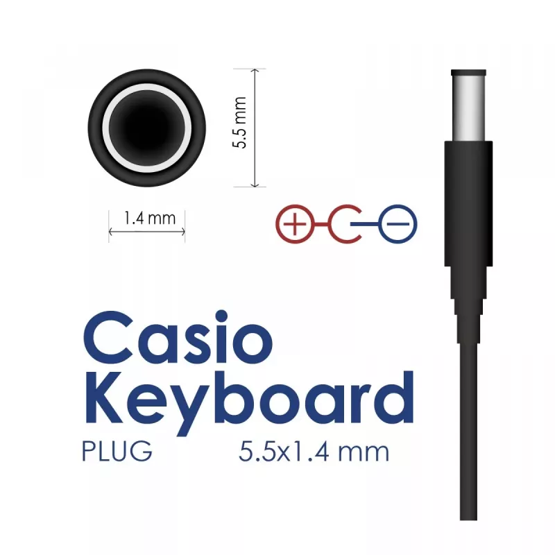 Akyga AK-PD-32 maitinimo adapteris Casio sintezatoriams, 9 V, 1 A, 9 W, 5,5 x 1,4 mm, 1,5 m