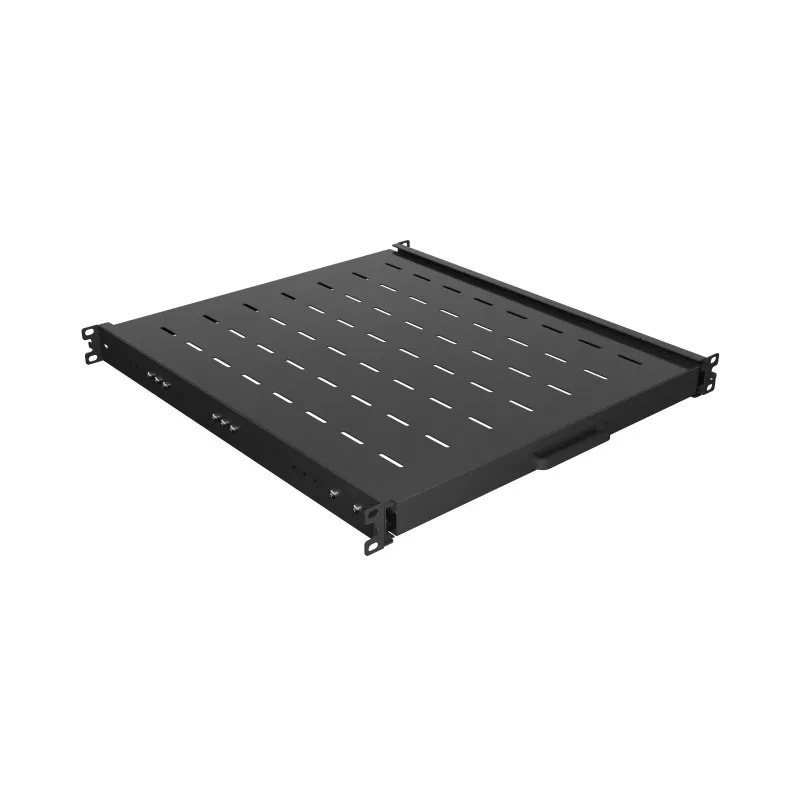 Lanberg 19 inch 1U Sliding Rack Shelf 500mm Depth Black 35kg Load Capacity
