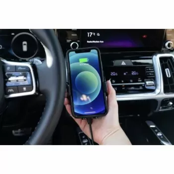 ANSMANN WiLine 15 belaidis automobilinis kroviklis su laikikliu - 15W Qi greitas krovimas, automatinis suspaudimas, 360° sukimasis, juoda