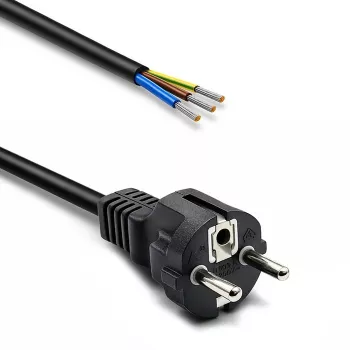 QOLTEC SCHUKO CEE Power Cable Cu Stripped and Soldered 1,5m Black