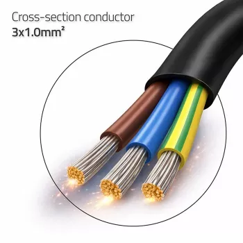 QOLTEC SCHUKO CEE Power Cable Cu Stripped and Soldered 1,5m Black