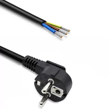 QOLTEC maitinimo laidas su SCHUKO CEE kampuotu kištuku ir nuplikytais galais 1,5 m juodas