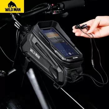 WILDMAN XT5 Frame Bag Black - Dviratininkų rėmo krepšys su telefono kišene, vandeniui atspari PU oda