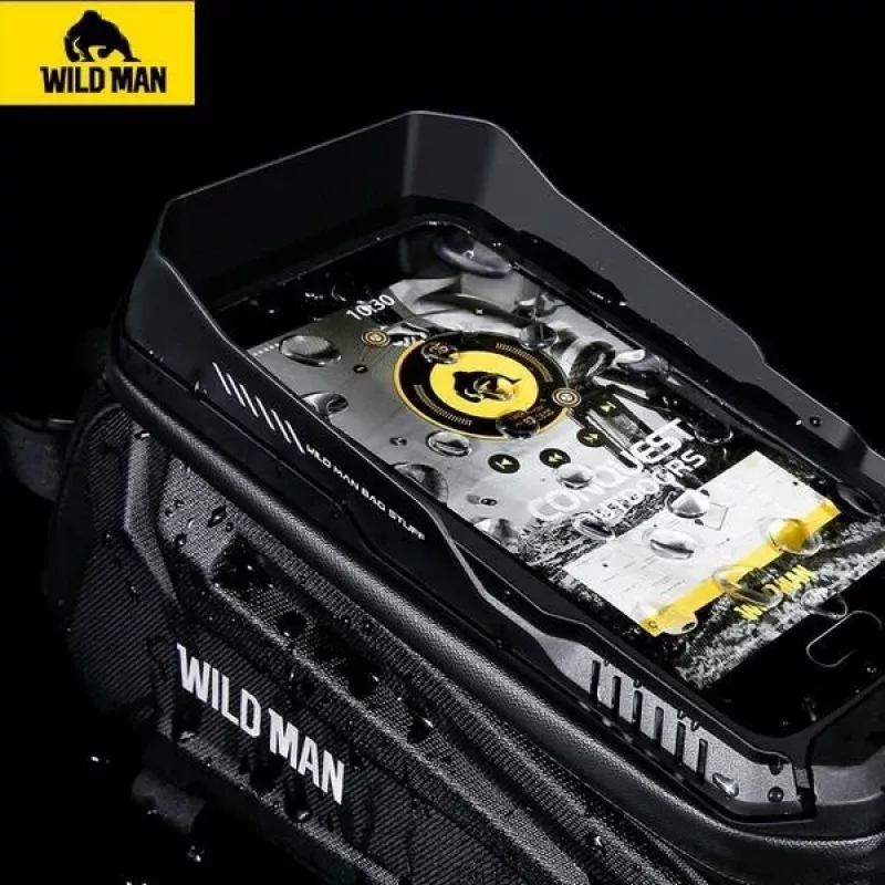 WILDMAN XT5 Frame Bag Black - Dviratininkų rėmo krepšys su telefono kišene, vandeniui atspari PU oda